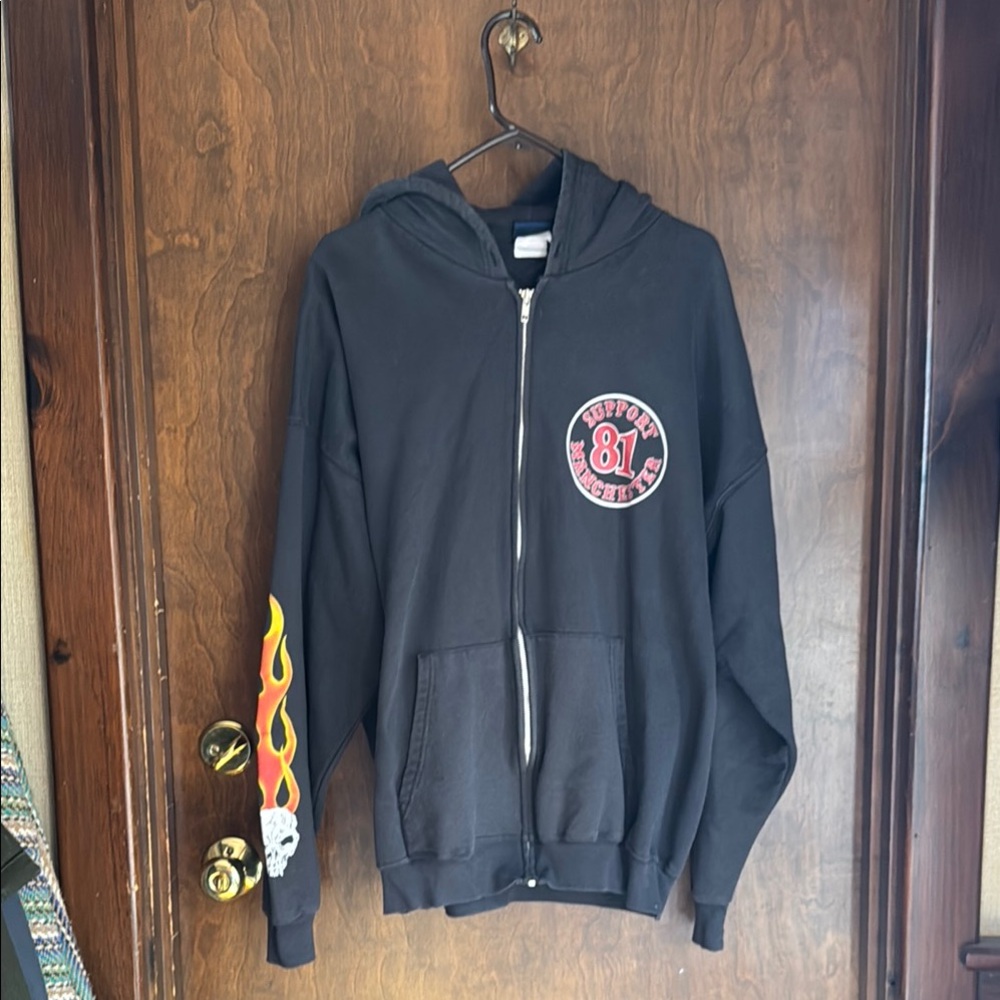 Black Hoodie with Red Support 81 Patch
